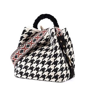 Viamailbag Jacquard chenille bucket bag with velvet handle,Beige/black